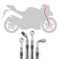 Raximo steel braided brake hose kit front installed like... for model: Yamaha YZF-R 125 RE06 2009