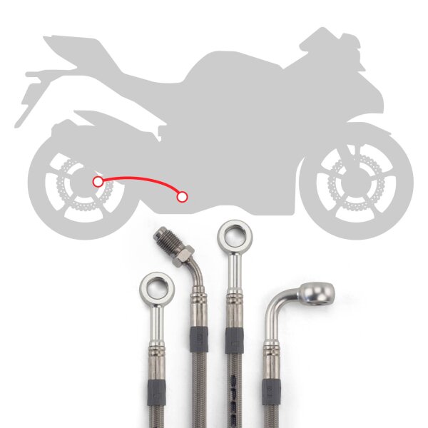 Steel braided rear brake line kit as originally in for Yamaha XV 950 CR Racer ABS VN03 2015 for Yamaha XV 950 CR Racer ABS VN03 2015