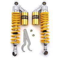 Pair of  RFY Shock Absorbers 340 mm Yellow Eyelet to Eyelet for Model:  Kawasaki Z 440 C H KZ440A/C H(2 ZYLINDER) 1980-1983
