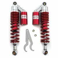 Pair of RFY Red Shock Absorbers 340 mm Eyelet - Eyelet for Model:  Kawasaki ZL 600 A Eliminator ZL600A 1986-1988